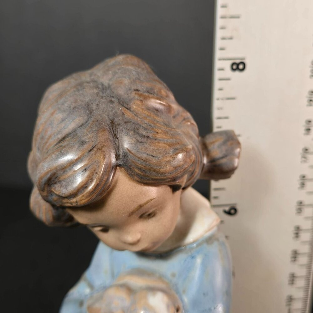 Vintage 70s Lladro Figurine Girl Holding Bunny Rabbit Gres Porcelain Spain 2094 - Picture 11 of 13